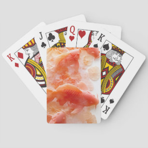 Jade Carved Koi Fish Group Playing Cards
