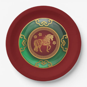 Jade Chinese New Year of the Horse Paper Plate