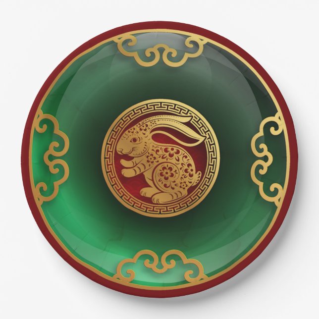 Jade Chinese New Year of the Rabbit Paper Plate (Front)