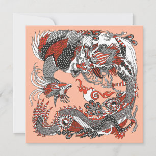 Jade Dragon and Gold Phoenix playing with a pearl