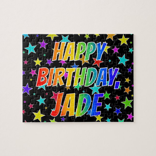 "JADE" First Name, Fun "HAPPY BIRTHDAY" Jigsaw Puzzle (Horizontal)