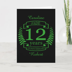 Jade Gemstone wedding anniversary 12 years Card