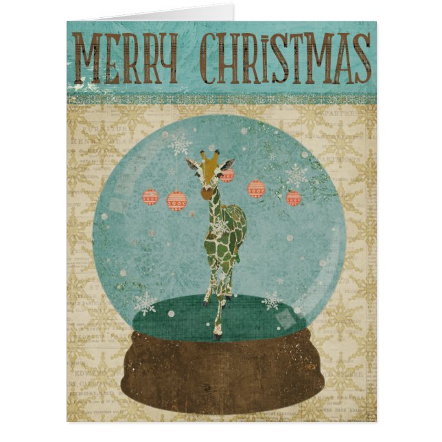Jade Giraffe Snowglobe  Christmas Card (Front)