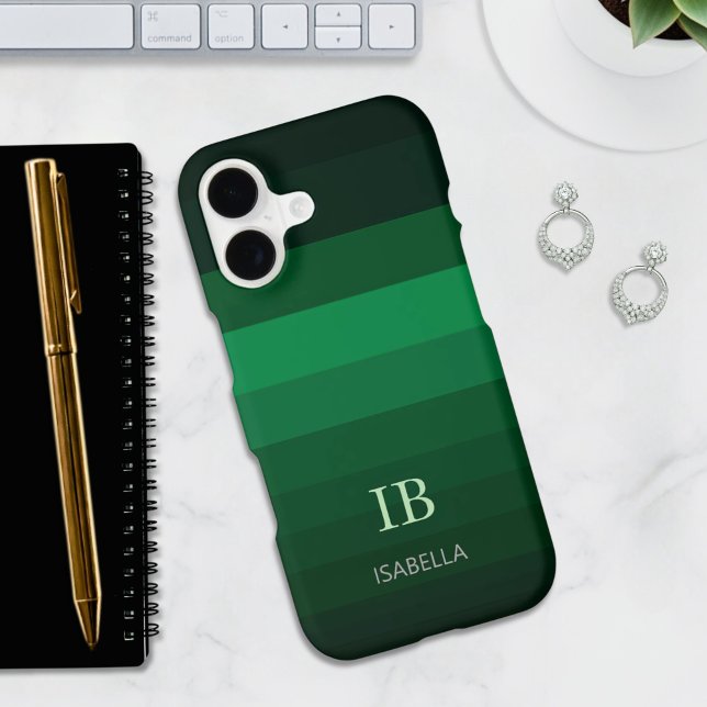 Jade Gradient Colour Stripes with Monogram (Creator Uploaded)