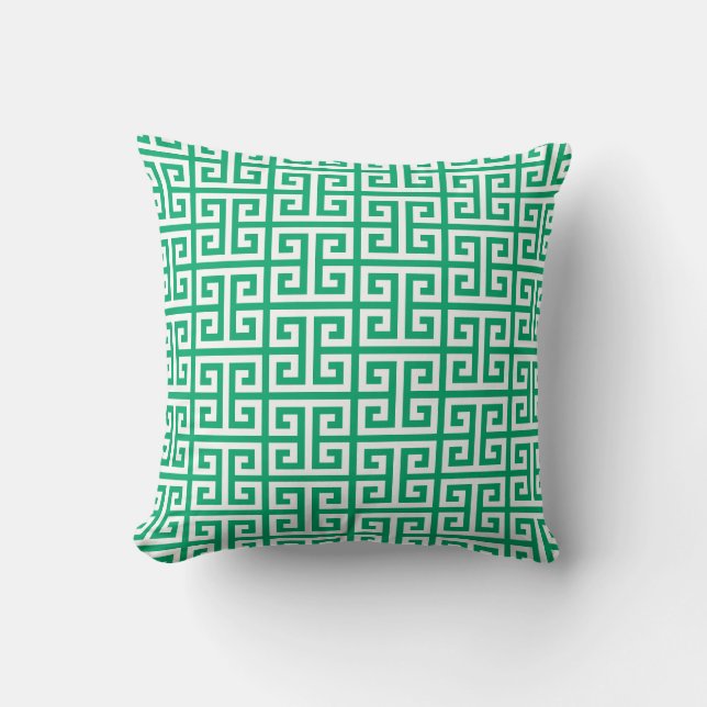 Jade Greek Key Pattern Cushion (Front)