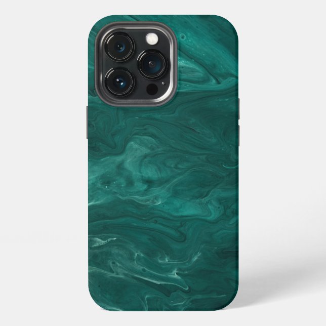 Jade Green Abstract Marble Drips and Wave iPhone Case (Back)