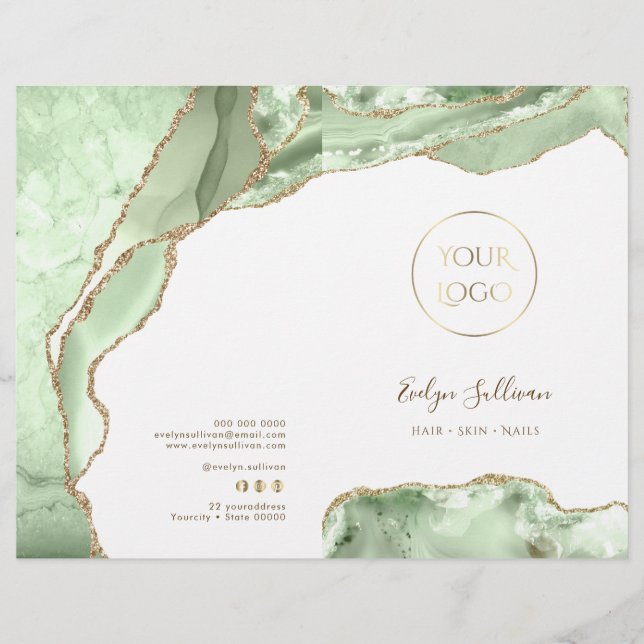 jade green agate service menu brochure (Front)