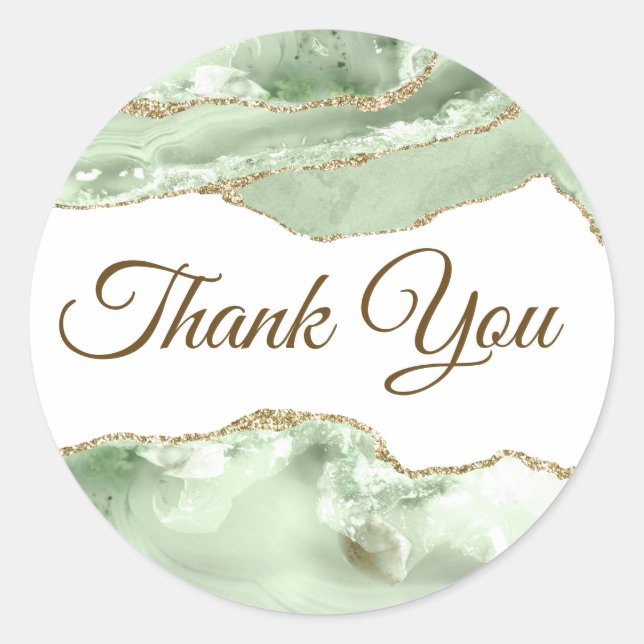 Jade green Agate Thank you Classic Round Sticker (Front)