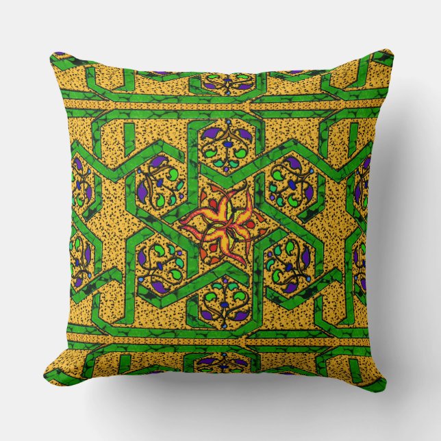 Jade Green and Gold knot work Cushion (Front)