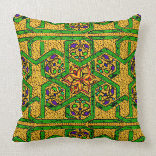 Jade Green and Gold knot work Cushion
