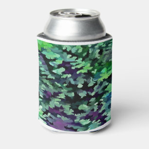 Jade Green and Purple Camouflage Pattern Can Cooler