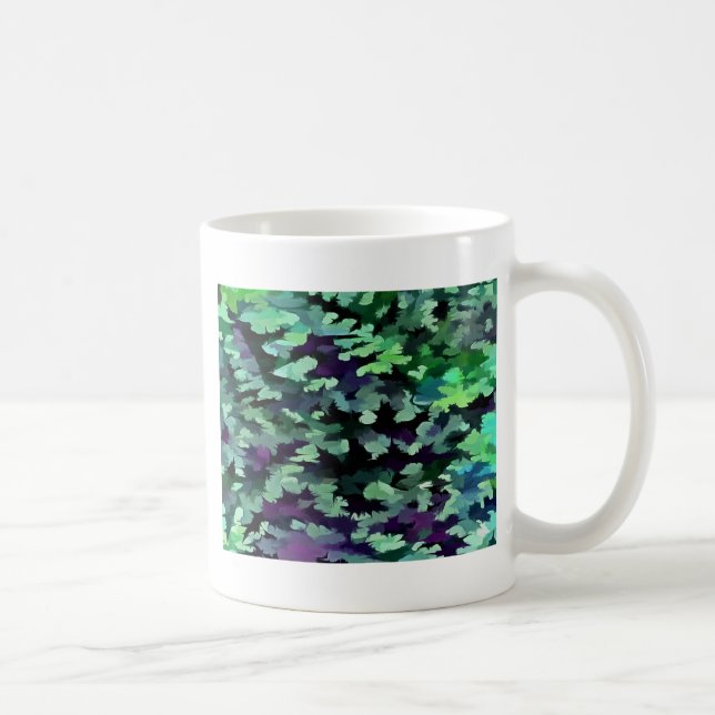 Jade Green and Purple Camouflage Pattern Coffee Mug (Right)