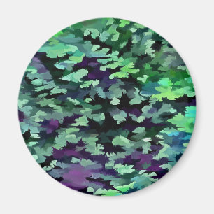Jade Green and Purple Camouflage Pattern Magnet