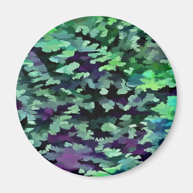 Jade Green and Purple Camouflage Pattern Magnet (Front)