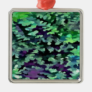 Jade Green and Purple Camouflage Pattern Metal Tree Decoration