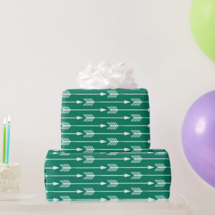 Jade Green Arrows Pattern Wrapping Paper