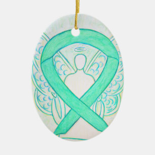 Jade Green Awareness Ribbon Angel Ornament
