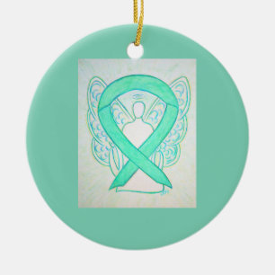 Jade Green Awareness Ribbon Angel Ornaments