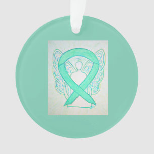 Jade Green Awareness Ribbon Angel Ornaments