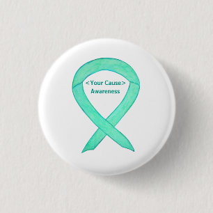 Jade Green Awareness Ribbon Custom Button Pin