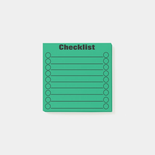 Jade Green Checklist Post-it® Notes 3" x 3" (Front)