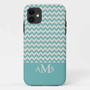 Jade Green Chevron Stripe 3  Monogram iPhone 11 Case