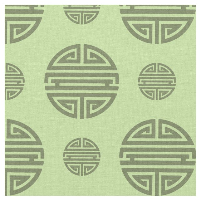 Jade Green Chinese Shou Longevity Character Fabric (Close Up)