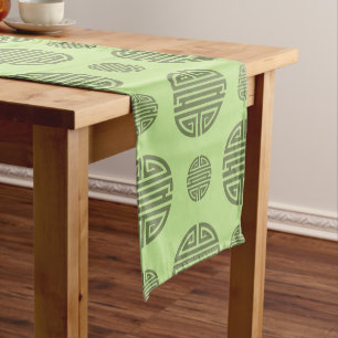 Jade Green Chinese Shou Longevity Character Medium Table Runner