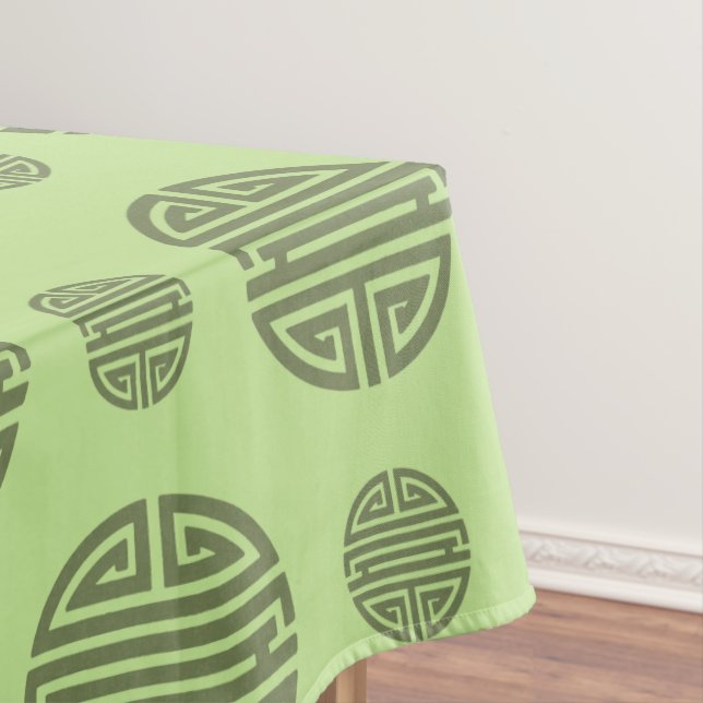 Jade Green Chinese Shou Longevity Character Tablecloth (In Situ)