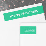 Jade Green Christmas | Vibrant Minimal Address Wrap Around Label<br><div class="desc">Simple, stylish "merry christmas" quote wrap around address label with modern typography in white on a jade bright green background in a minimalist 'scandi' scandinavian design style. The label can be easily personalized with your own greeting, return name and address to make a truly bespoke christmas holiday label for the...</div>