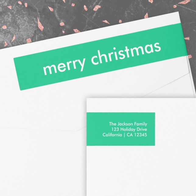 Jade Green Christmas | Vibrant Minimal Address Wrap Around Label (Creator Uploaded)