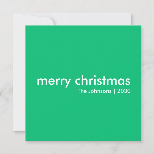 Jade Green Christmas | Vibrant Trendy Minimal Holiday Card (Front)