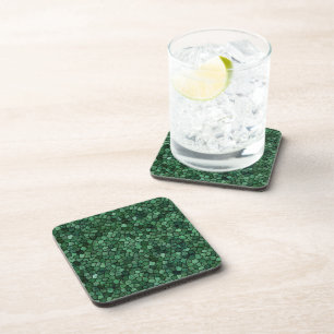 Jade Green Cobbled Patchwork Terrazo Pattern Coaster