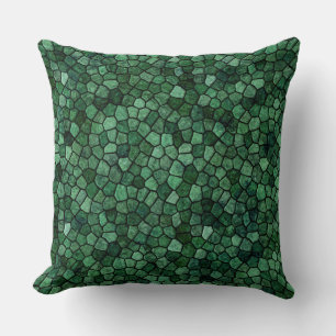 Jade Green Cobbled Patchwork Terrazo Pattern Cushion