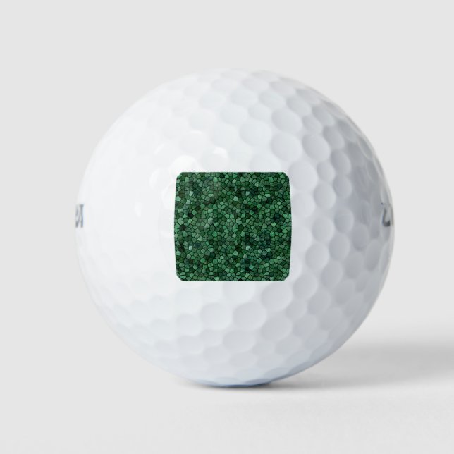 Jade Green Cobbled Patchwork Terrazo Pattern Golf Balls (Front)