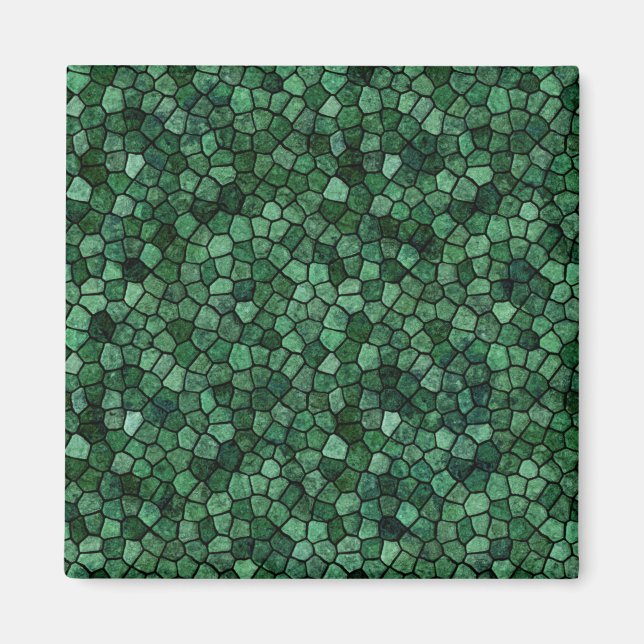 Jade Green Cobbled Patchwork Terrazo Pattern Magnet (Front)