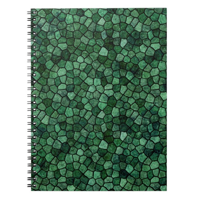 Jade Green Cobbled Patchwork Terrazo Pattern Notebook (Front)