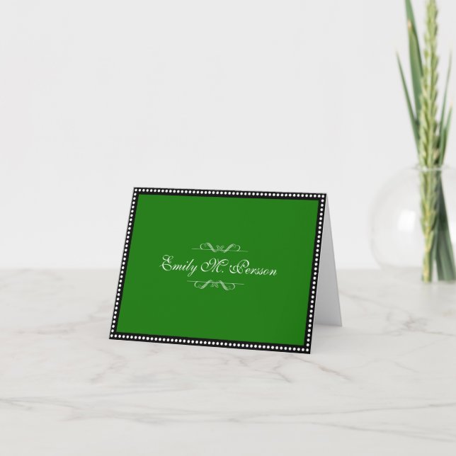 Jade green custom name personal blank note card (Front)