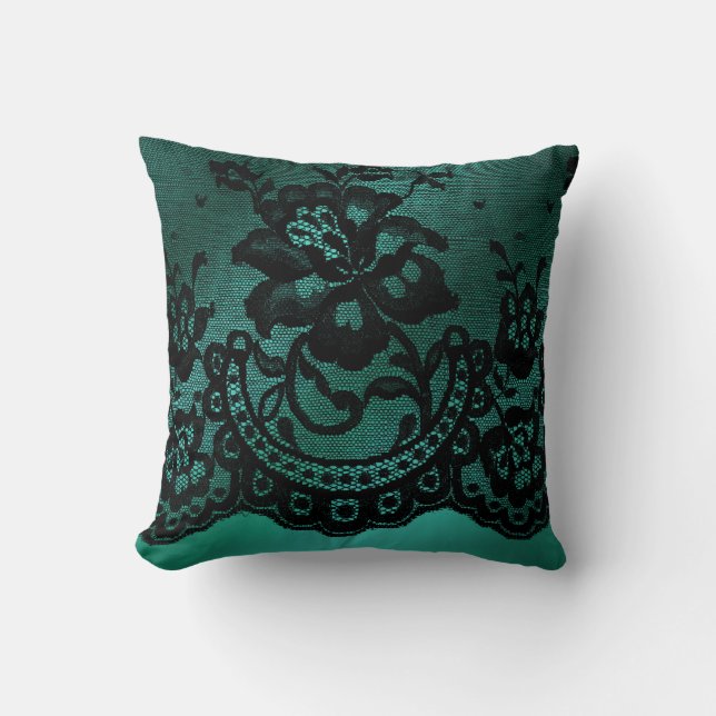 Jade Green Lace Decorative Pillow (Front)