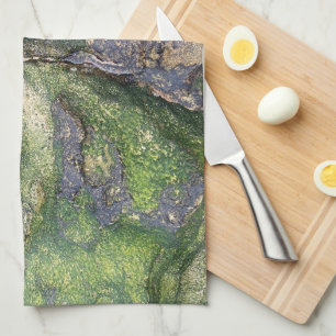 Jade Green Mossy Beach Rocks Toowoon Bay Tea Towel