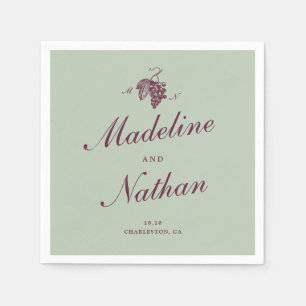 Jade Green Plum Grape Monogram Wedding Napkins