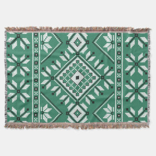 Jade Green Southwest Aztec Geometric Pattern Throw Blanket