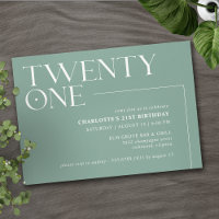 Jade Green Teal | Simple Modern 21 Birthday Party
