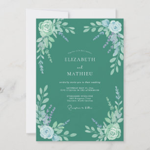 Jade Green Tranquil Botanical Wedding Invitation