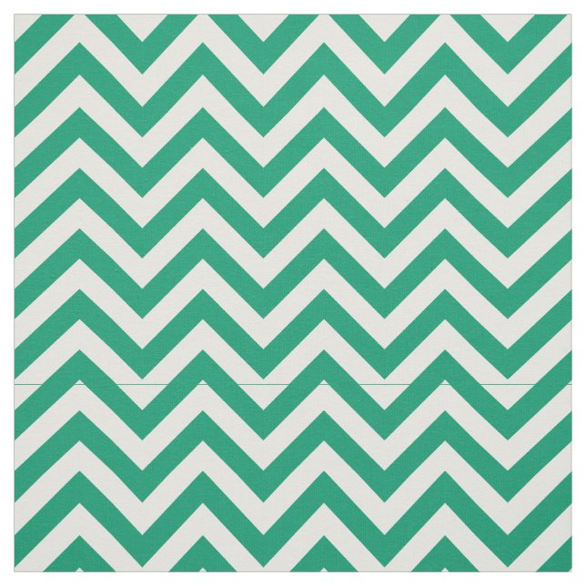 Jade Green, White LG Chevron ZigZag Pattern 12I Fabric (Swatch)