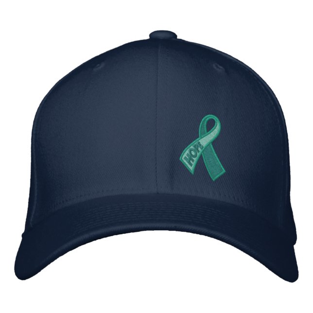 Jade Hope Cancer Ribbon Awareness Embroidered Hat (Front)