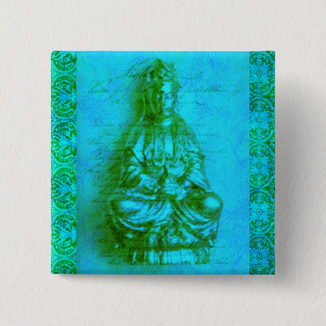 Jade Kwan Yin 15 Cm Square Badge (Front)