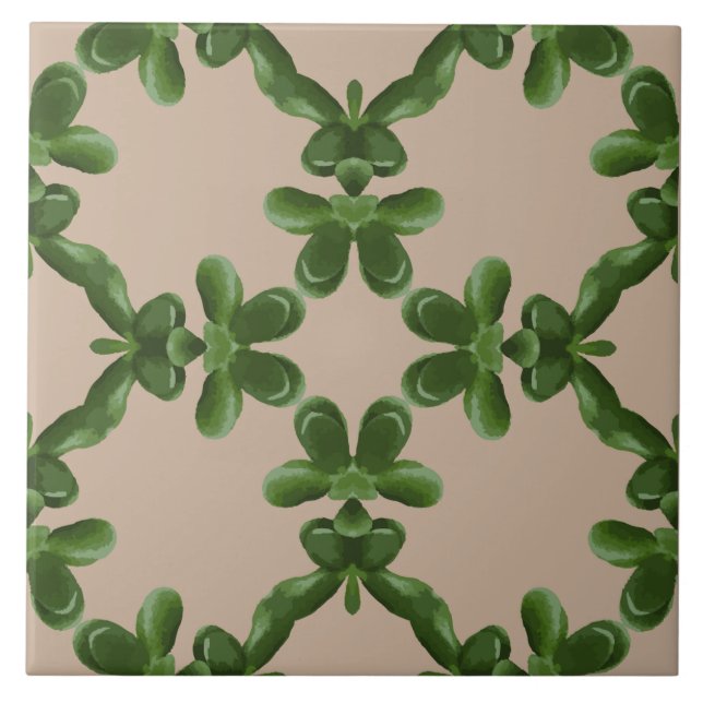 Jade Lattice in Beige Ceramic Tile (Front)