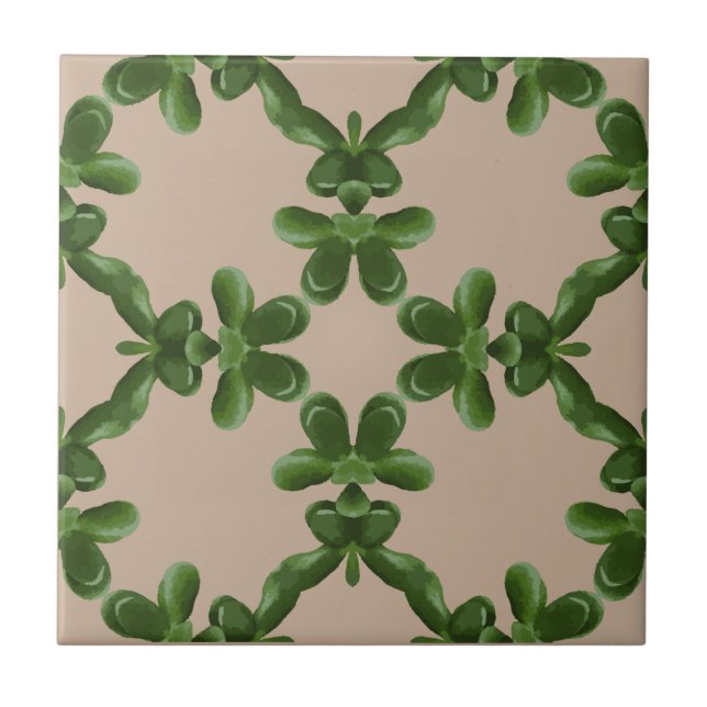 Jade Lattice in Beige Ceramic Tile (Front)
