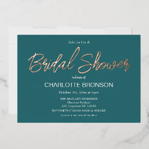 Jade Minimalist Script Bridal Shower Rose Gold  